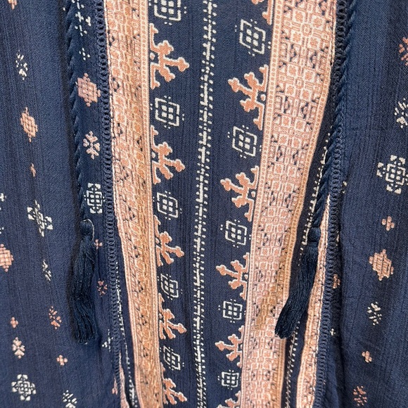 Japna Boho Flowy Blue and Pink Blouse - Picture 4 of 5